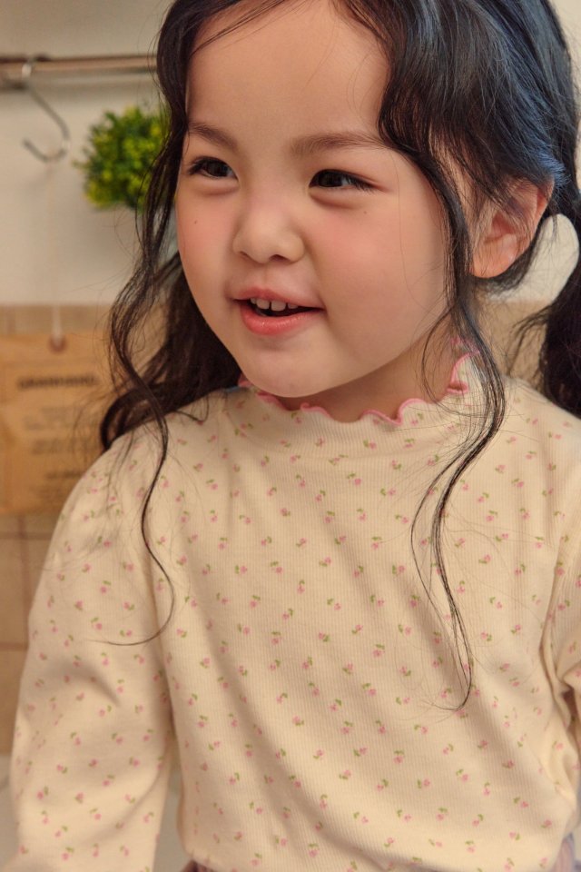 Kikimora - Korean Children Fashion - #Kfashion4kids - Flower Ribbed Tee - 12