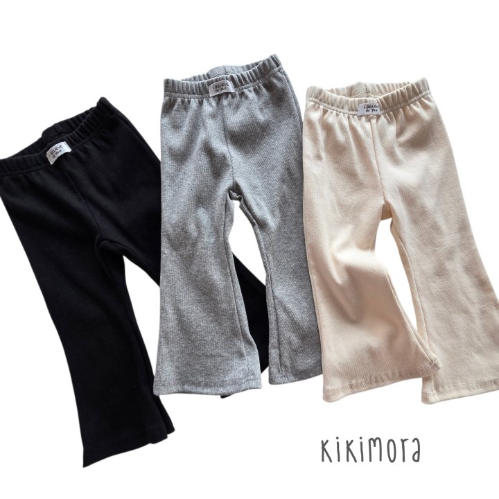 Kikimora - Korean Children Fashion - #designkidswear - Label Ribbed Bootcut Pants - 4