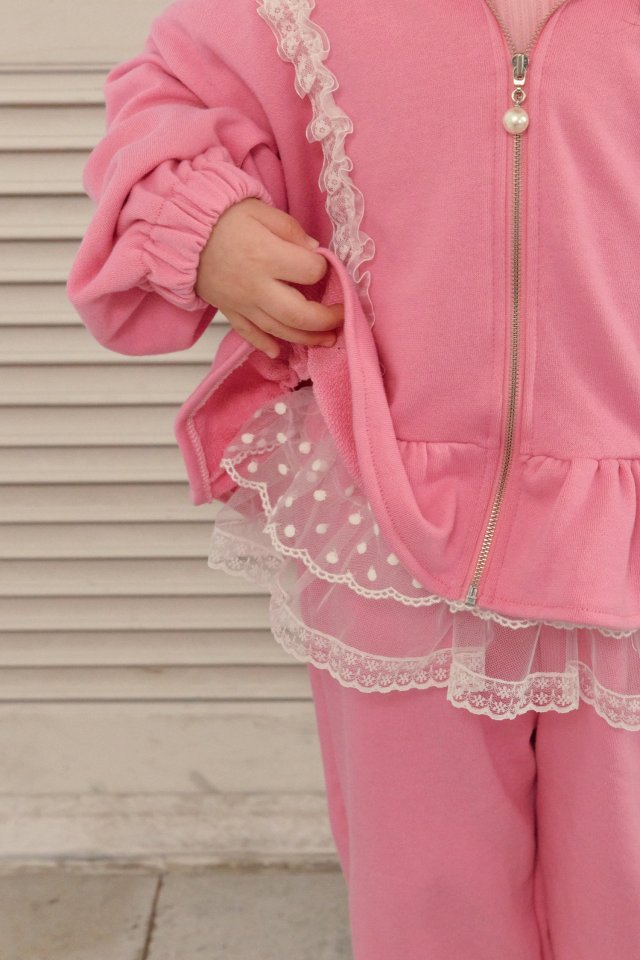 Kikimora - Korean Children Fashion - #discoveringself - Lace Hood Zip-Up - 3