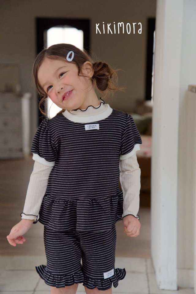 Kikimora - Korean Children Fashion - #kidsshorts - Flowy Stripe Tee - 9