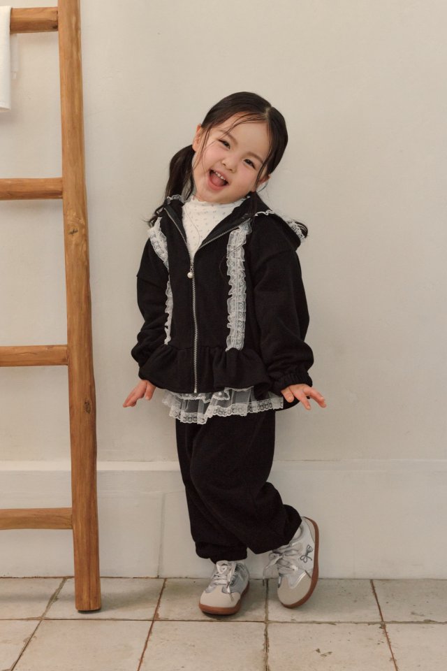 Kikimora - Korean Children Fashion - #littlefashionista - Lace Hood Zip-Up - 9