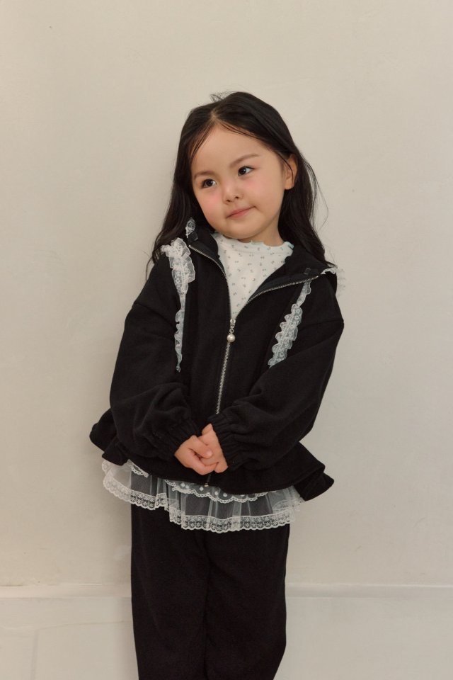 Kikimora - Korean Children Fashion - #minifashionista - Lace Hood Zip-Up - 11