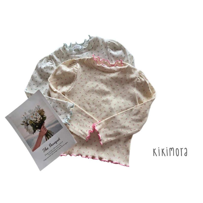 Kikimora - Korean Children Fashion - #todddlerfashion - Flower Ribbed Tee