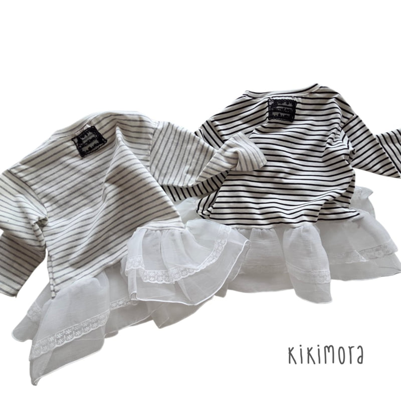 Kikimora - Korean Children Fashion - #toddlerclothing - Stripe Sheer Skirt - 12