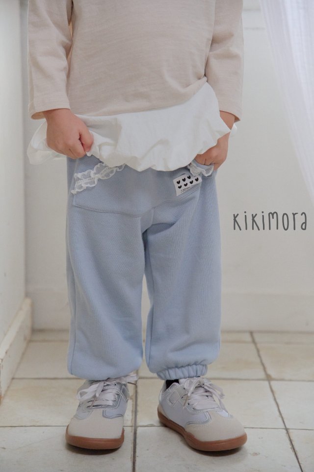 Kikimora - Korean Children Fashion - #toddlerclothing - Pastel Lace Jogger Pants - 6