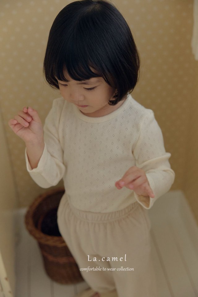 La Camel - Korean Baby Fashion - #babyboutiqueclothing - Vanilla Eyelet Tee - 2