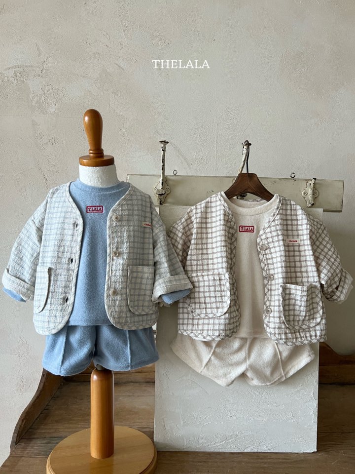 Lala - Korean Baby Fashion - #onlinebabyshop - Dobby Check Jacket