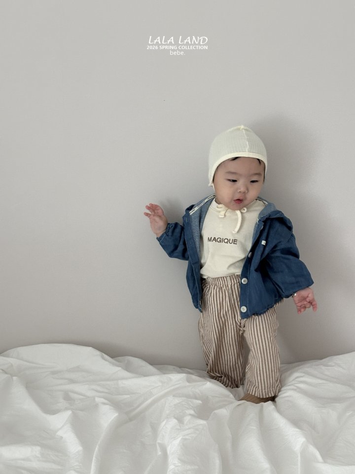 Lalaland - Korean Baby Fashion - #babyfashion - Bebe Denim Shirring Hoodie - 9