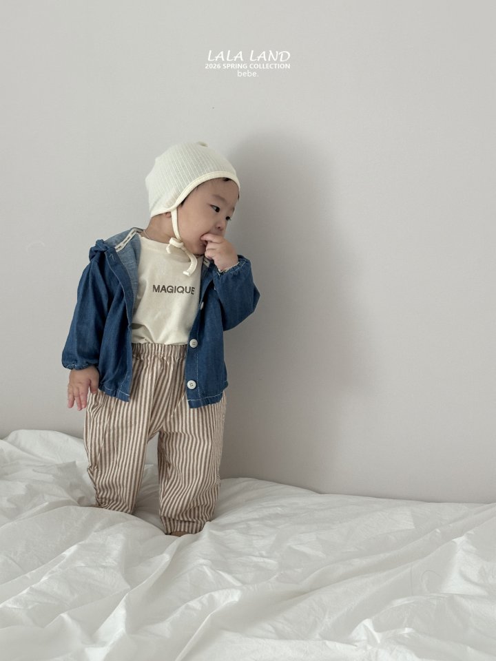 Lalaland - Korean Baby Fashion - #babylifestyle - Bebe Denim Shirring Hoodie - 12