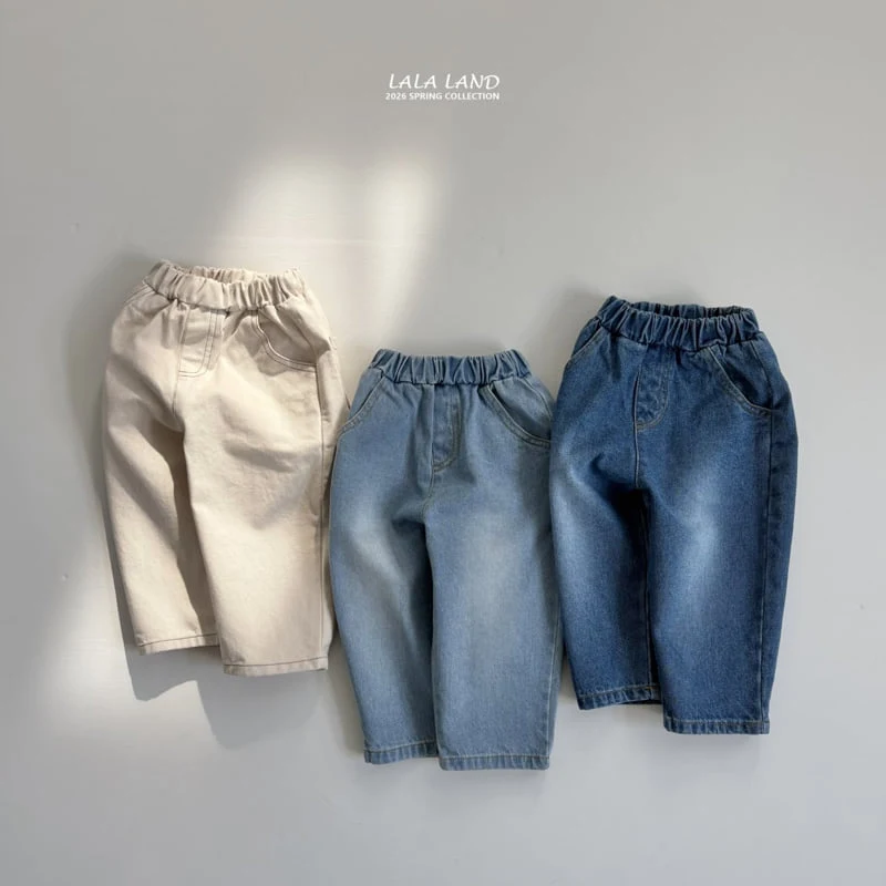 Lalaland - Korean Baby Fashion - #babyootd - Lala Washed Denim Pants