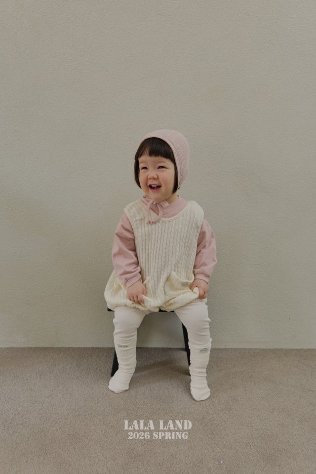 Lalaland - Korean Baby Fashion - #smilingbaby - Bebe Cable Knit Overalls - 8