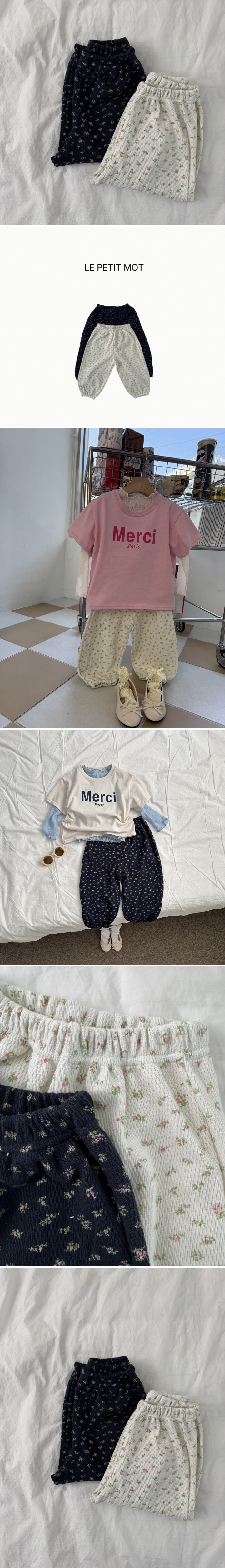 Le petitmot - Korean Children Fashion - #childofig - Floral Double-Layer Pants - 2