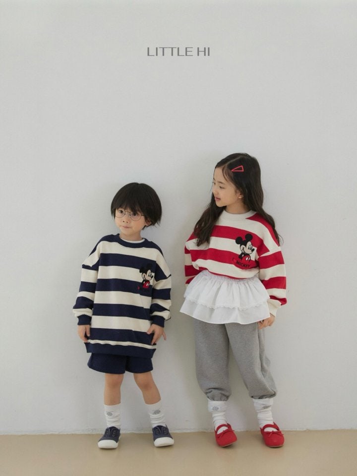 Little Hi - Korean Children Fashion - #childrensboutique - Striped Embroidered M Sweatshirt - 5