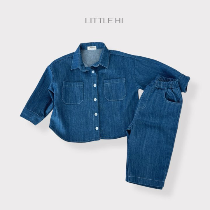 Little Hi - Korean Children Fashion - #designkidswear - Slub Denim Shirt (Medium Denim) - 12