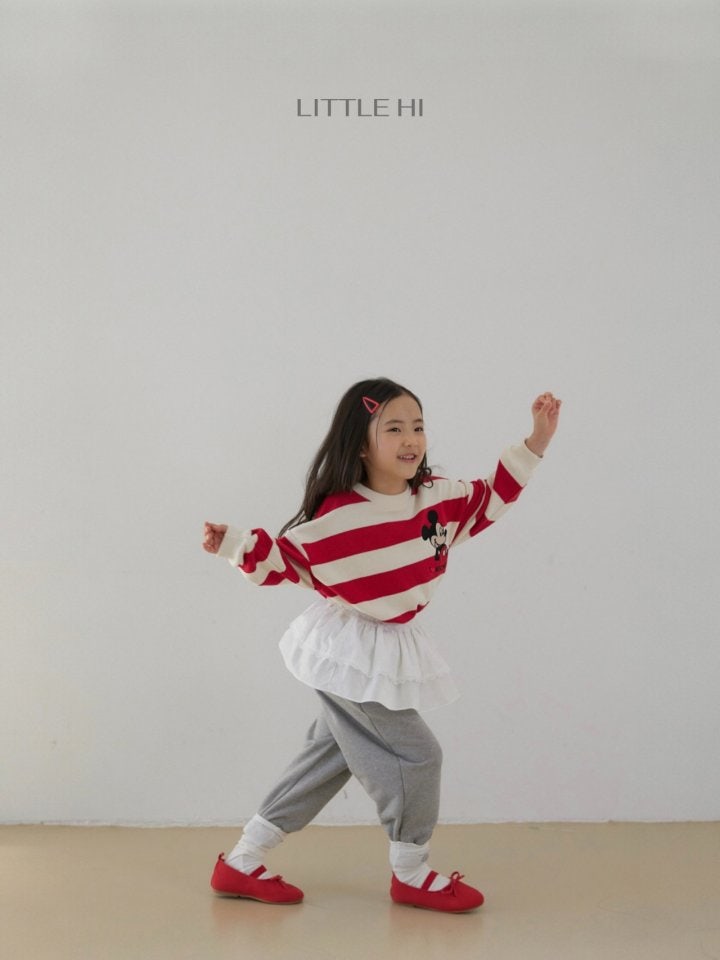 Little Hi - Korean Children Fashion - #kidsshorts - Striped Embroidered M Sweatshirt - 9