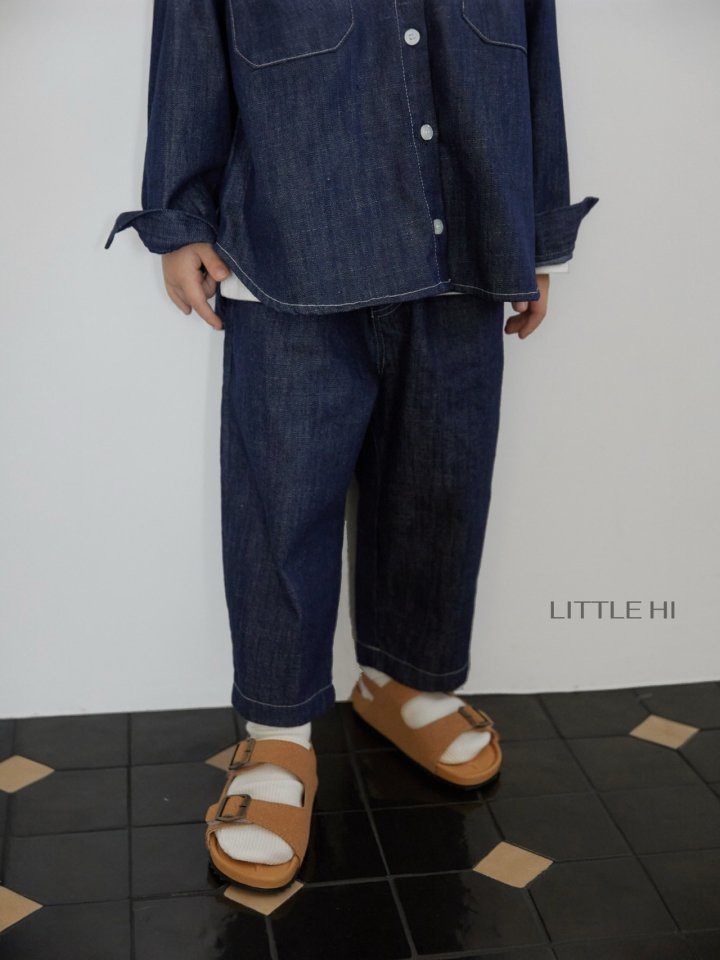 Little Hi - Korean Children Fashion - #littlefashionista - Slub Denim Pants (Dark Denim) - 6