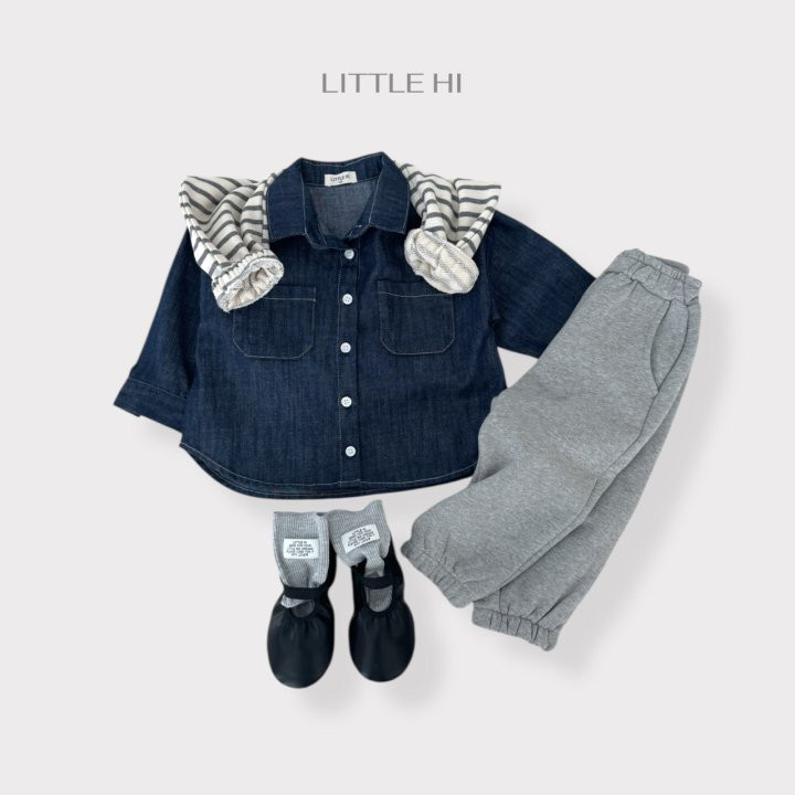 Little Hi - Korean Children Fashion - #Kfashion4kids - Slub Denim Shirt (Dark Denim) - 4
