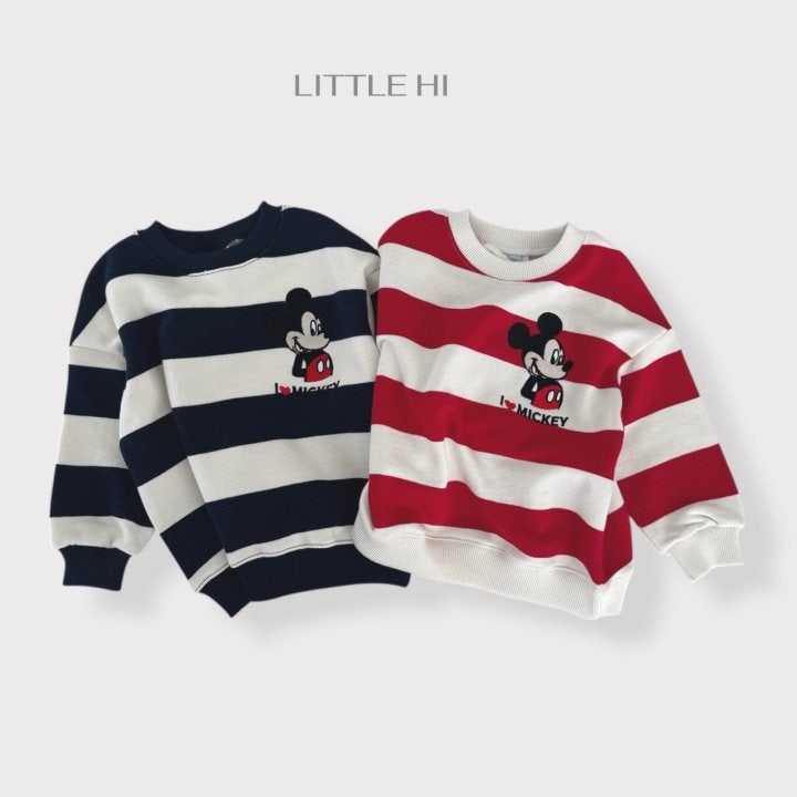 Little Hi - Korean Children Fashion - #todddlerfashion - Striped Embroidered M Sweatshirt