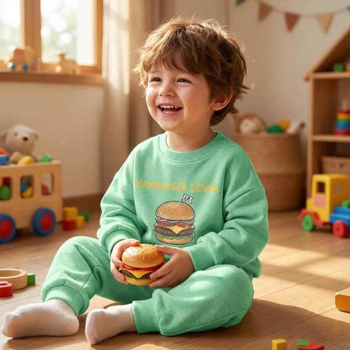 Little Rabbit - Korean Children Fashion - #kidzfashiontrend - Pizza Burger Set