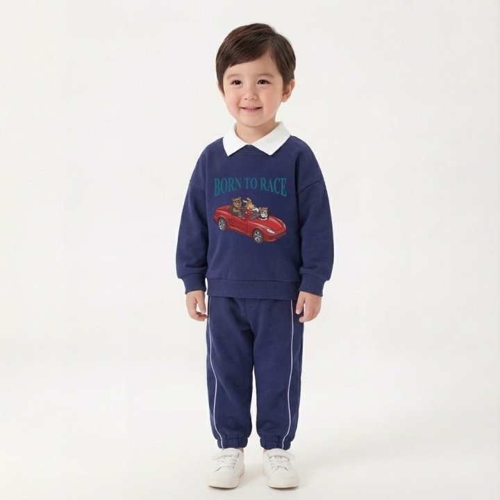 Little Rabbit - Korean Children Fashion - #minifashionista - Collared Stripe Set - 3