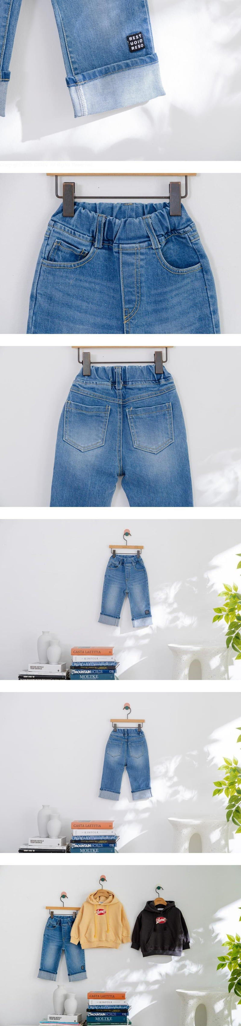 London I - Korean Children Fashion - #kidsstore - Roll-Up Denim Pants