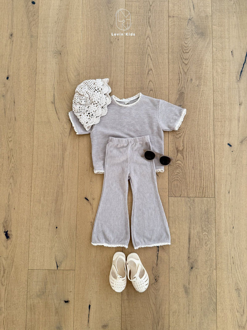 Lovin - Korean Baby Fashion - #babyclothing - Waffle Bootcut Pants - 6