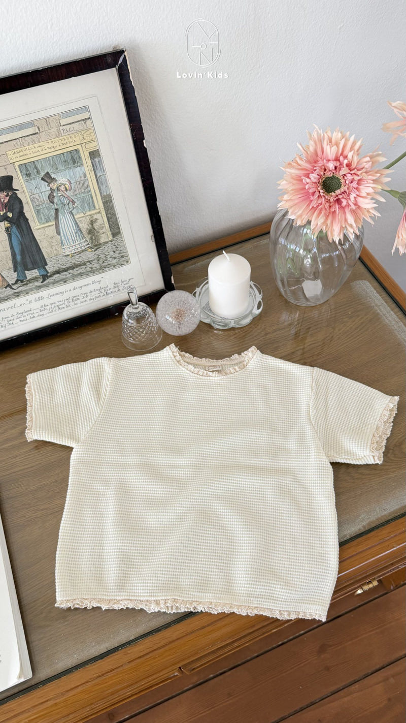 Lovin - Korean Baby Fashion - #babyclothing - Lace Waffle Tee - 5
