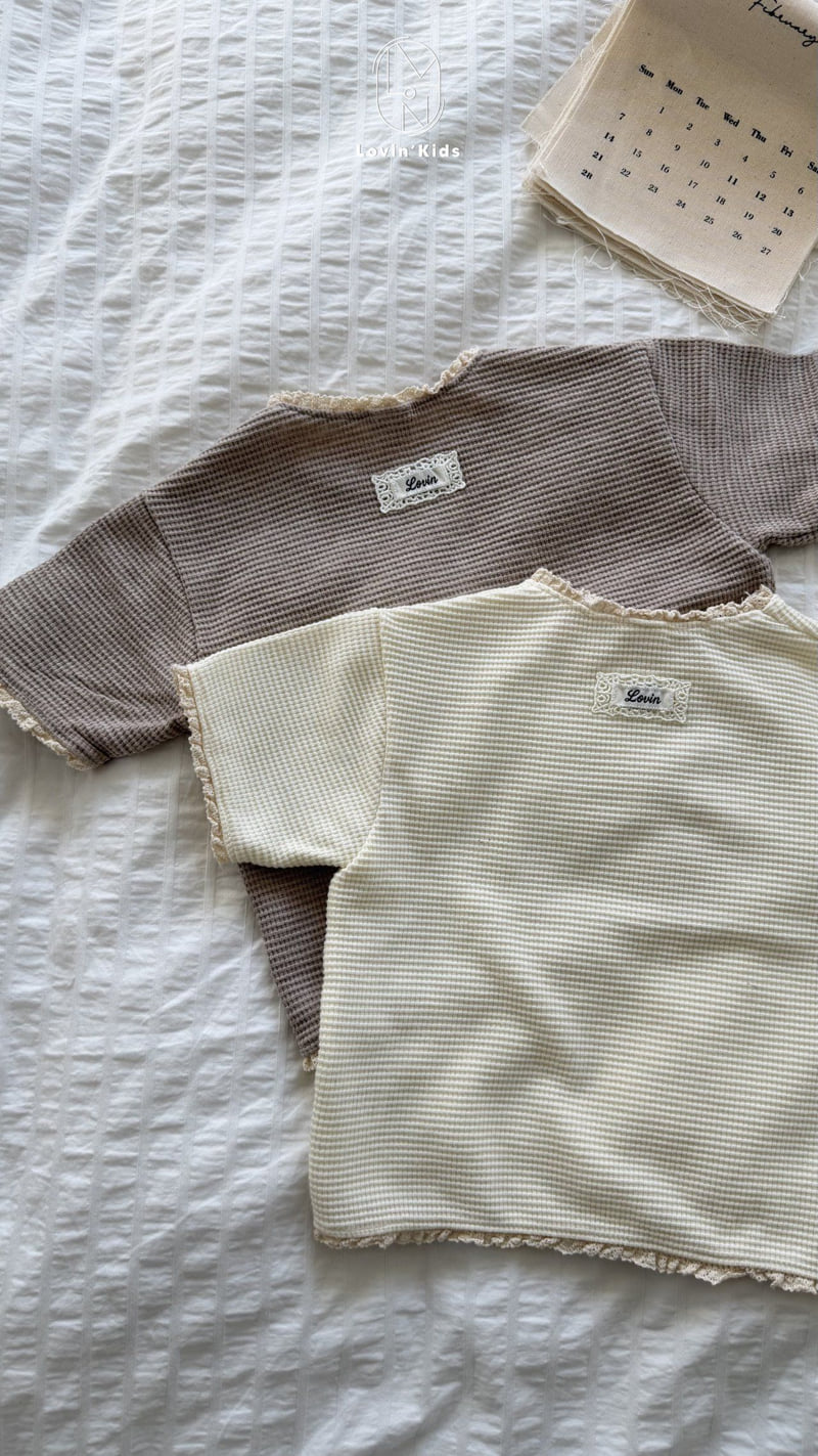 Lovin - Korean Baby Fashion - #babyfashion - Lace Waffle Tee - 6