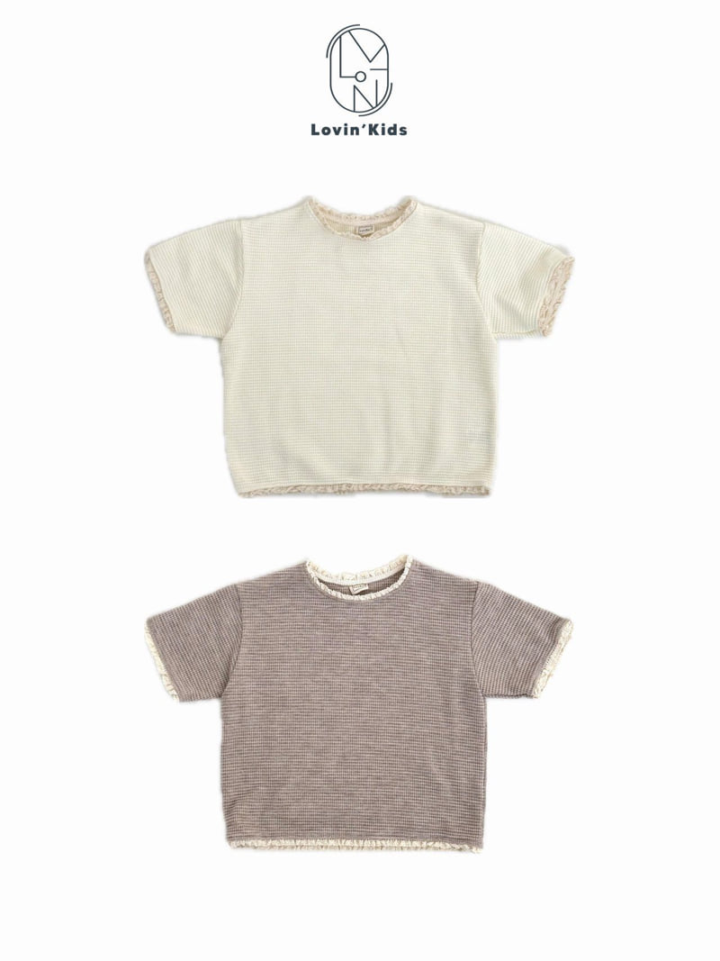 Lovin - Korean Baby Fashion - #onlinebabyshop - Lace Waffle Tee