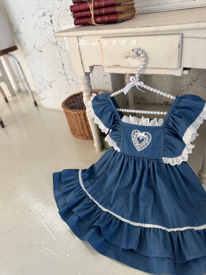 Marron - Korean Baby Fashion - #babyboutique - Heart One-piece - 2