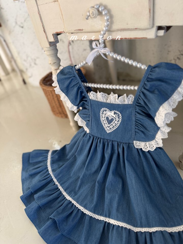 Marron - Korean Baby Fashion - #babyboutique - Heart One-piece - 3