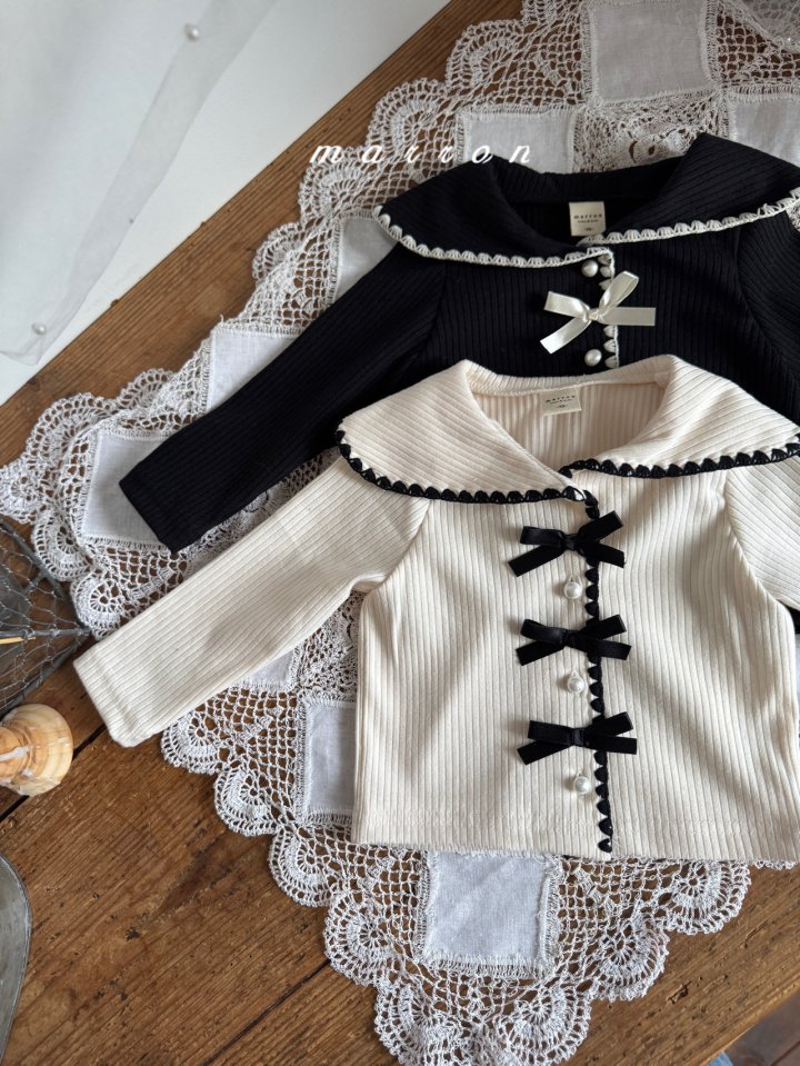 Marron - Korean Baby Fashion - #babyootd - Sailor Ribbon Cardigan - 2