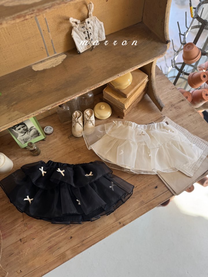 Marron - Korean Baby Fashion - #babyoutfit - Ribbon Tiered Skirt - 2