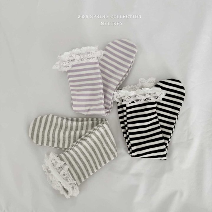 Melikey - Korean Children Fashion - #Kfashion4kids - Striped Lace Socks