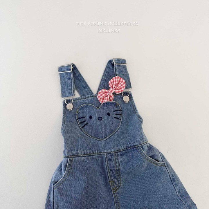 Melikey - Korean Children Fashion - #Kfashion4kids - Kitty Overalls (Ribbon Set) - 5