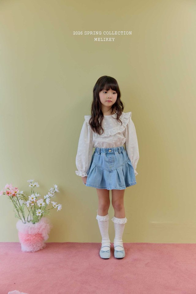 Melikey - Korean Children Fashion - #Kfashion4kids - Lotte Pleated Skirt (Light Denim) - 11