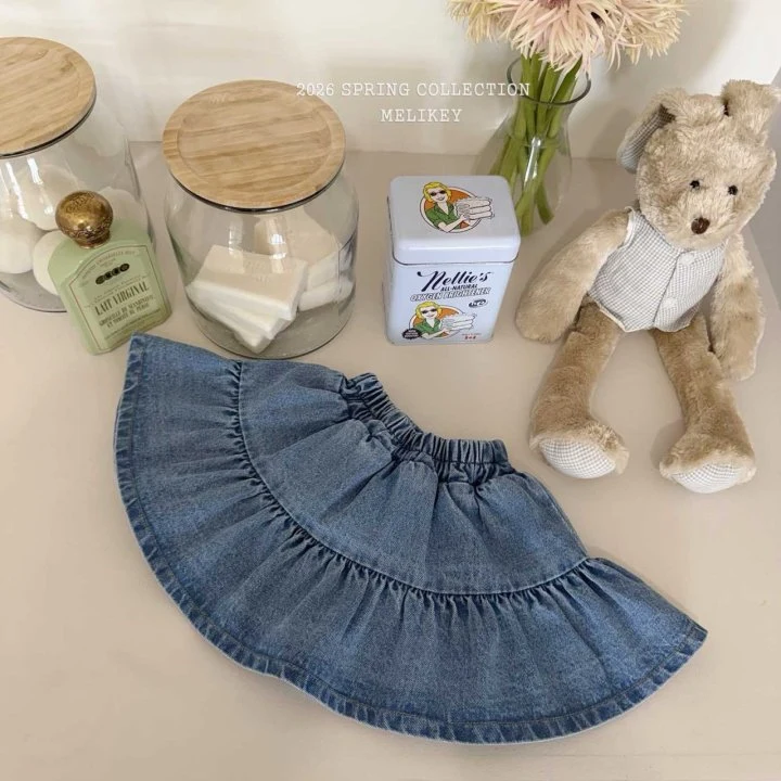 Melikey - Korean Children Fashion - #Kfashion4kids - Denim Frill Skirt