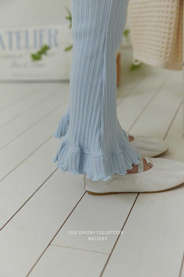 Melikey - Korean Children Fashion - #Kfashion4kids - Ribbed Frill Bootcut Pants - 12