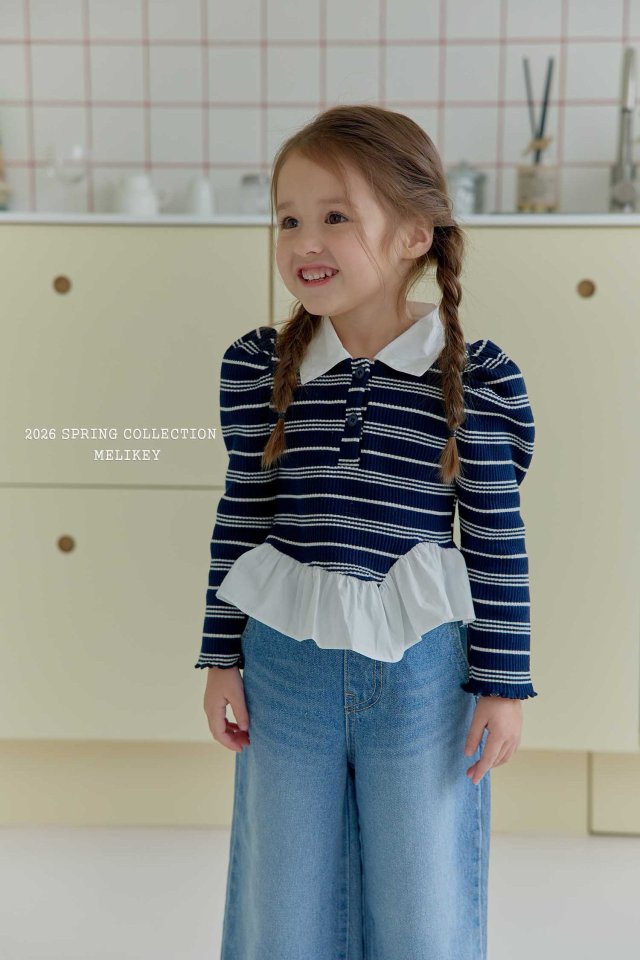 Melikey - Korean Children Fashion - #childofig - Diagonal Frill Collar Tee - 9