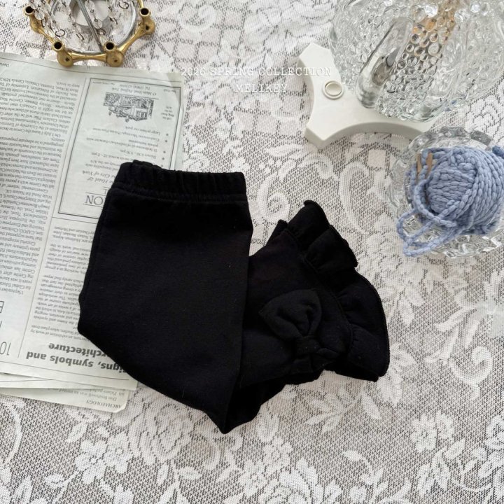 Melikey - Korean Children Fashion - #childofig - Ribbon Frill Cropped Leggings - 5