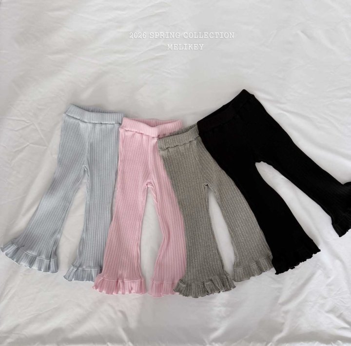 Melikey - Korean Children Fashion - #childofig - Ribbed Frill Bootcut Pants - 3