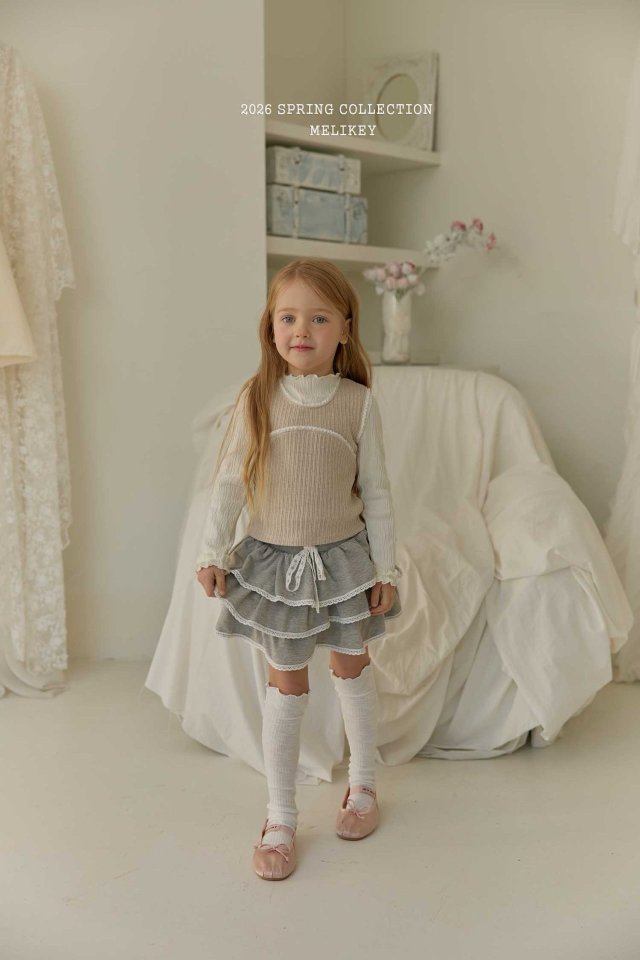 Melikey - Korean Children Fashion - #childrensboutique - Ellie Lace Tiered Skirt - 10