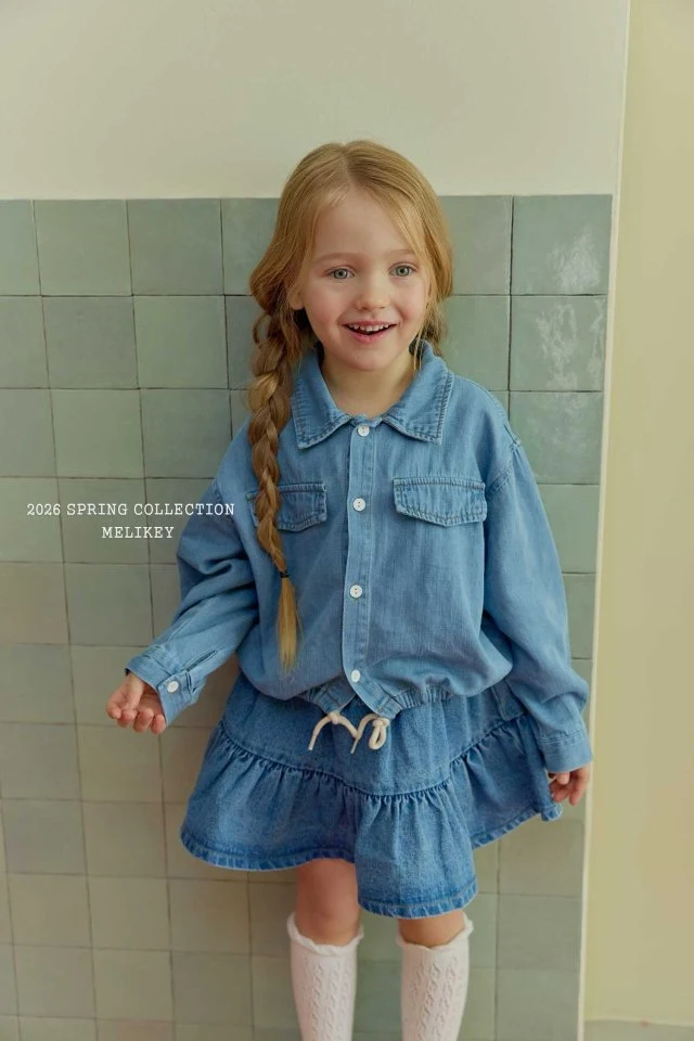 Melikey - Korean Children Fashion - #childrensboutique - Denim Frill Skirt - 10