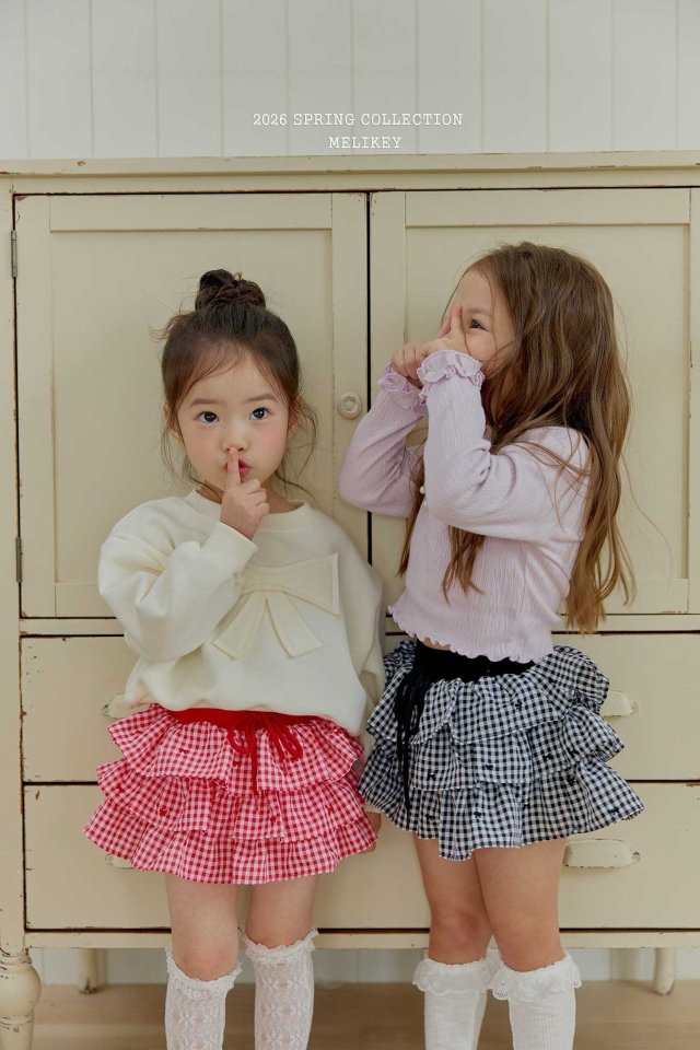 Melikey - Korean Children Fashion - #childrensboutique - Check Ribbon Tiered Skirt - 12