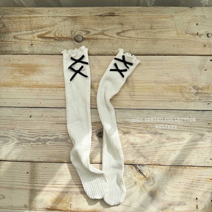 Melikey - Korean Children Fashion - #designkidswear - Double Ribbon Long Socks - 6