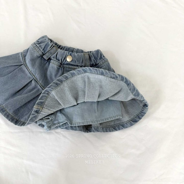 Melikey - Korean Children Fashion - #designkidswear - Lotte Pleated Skirt (Light Denim) - 5