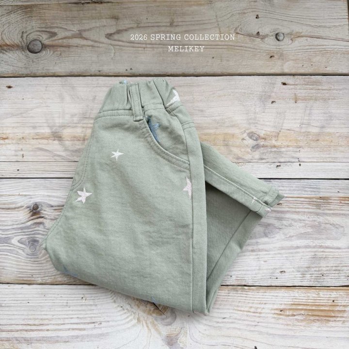 Melikey - Korean Children Fashion - #childrensboutique - Star Embroidered Pants - 4