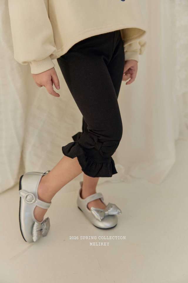 Melikey - Korean Children Fashion - #designkidswear - Ribbon Frill Cropped Leggings - 8