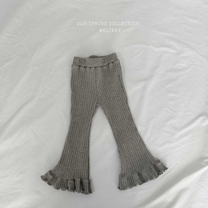Melikey - Korean Children Fashion - #designkidswear - Ribbed Frill Bootcut Pants - 6