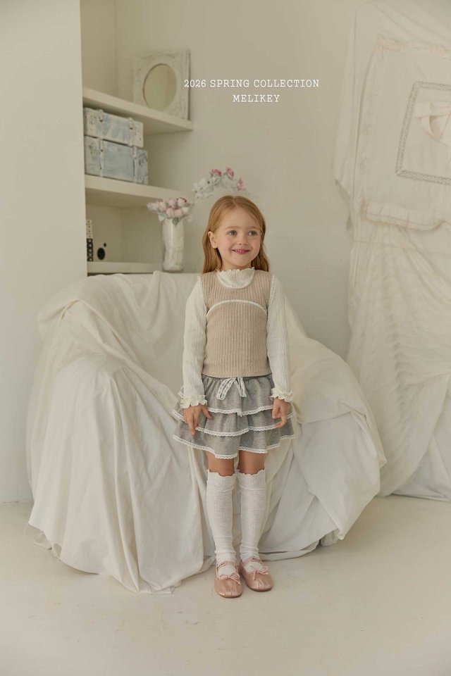 Melikey - Korean Children Fashion - #discoveringself - Ellie Lace Tiered Skirt - 12